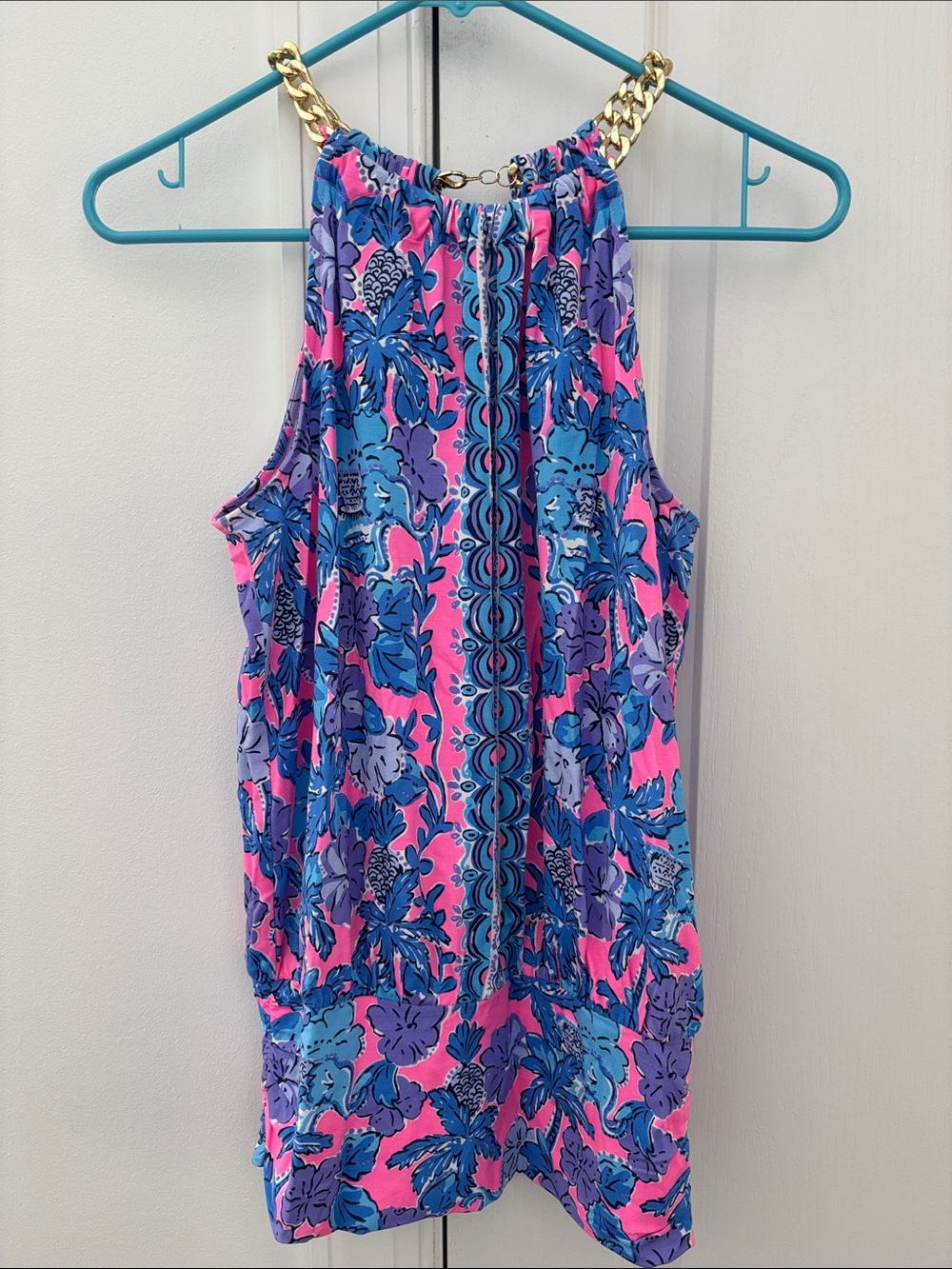 Lilly Pulitzer Gold-Chain Halter Tank